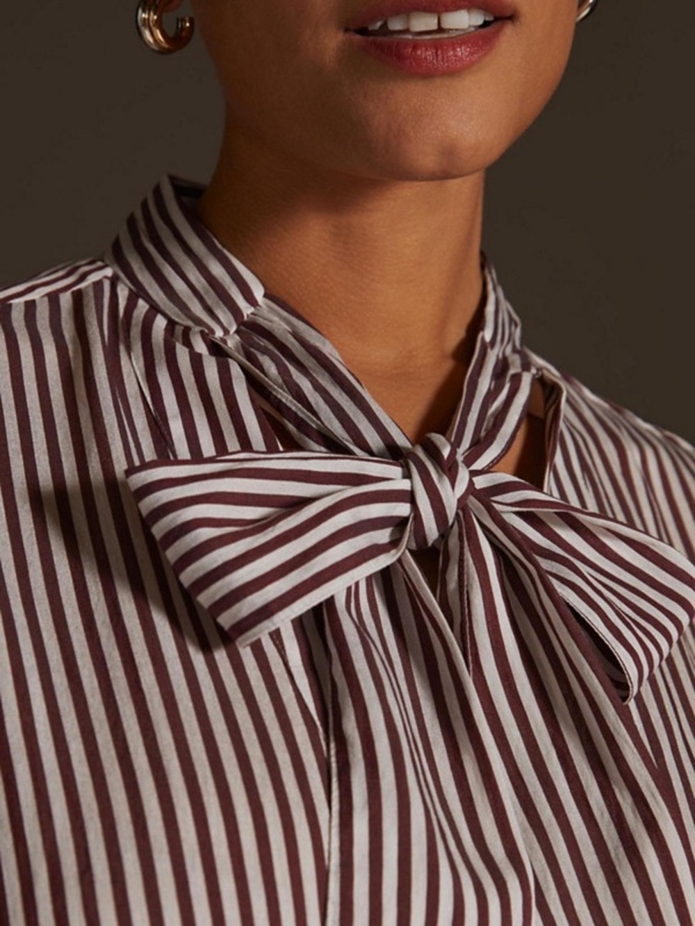 Maeve for Anthropologie Tie-Neck Striped Blouse - Picture 3 of 8